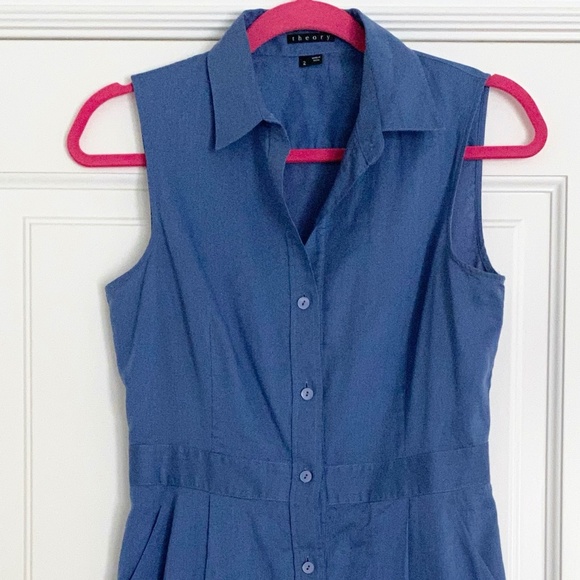 Theory Blue Sleeveless Shirt Dress - 2 - Picture 5 of 8